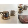 ANTICA COPPIA TAZZA TISANIERA FILTRO METALLO ARGENTATO Broggi ITALY ART DECO '30