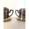 ANTICA COPPIA TAZZA TISANIERA FILTRO METALLO ARGENTATO Broggi ITALY ART DECO '30