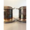 ANTICA COPPIA TAZZA TISANIERA FILTRO METALLO ARGENTATO Broggi ITALY ART DECO '30