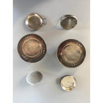 ANTICA COPPIA TAZZA TISANIERA FILTRO METALLO ARGENTATO Broggi ITALY ART DECO '30