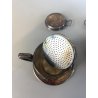 ANTICA COPPIA TAZZA TISANIERA FILTRO METALLO ARGENTATO Broggi ITALY ART DECO '30
