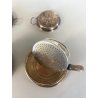ANTICA COPPIA TAZZA TISANIERA FILTRO METALLO ARGENTATO Broggi ITALY ART DECO '30