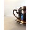 ANTICA COPPIA TAZZA TISANIERA FILTRO METALLO ARGENTATO Broggi ITALY ART DECO '30