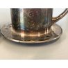ANTICA COPPIA TAZZA TISANIERA FILTRO METALLO ARGENTATO Broggi ITALY ART DECO '30