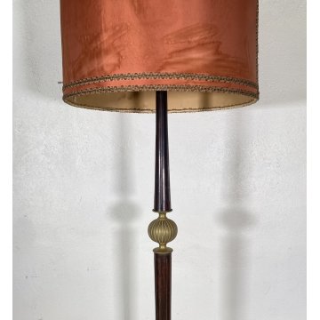 LAMPADA DA TERRA ART DECO ANNI 40 VINTAGE LEGNO OTTONE LUCE FLOOR LAMP PIANTANA