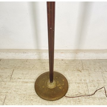 LAMPADA DA TERRA ART DECO ANNI 40 VINTAGE LEGNO OTTONE LUCE FLOOR LAMP PIANTANA