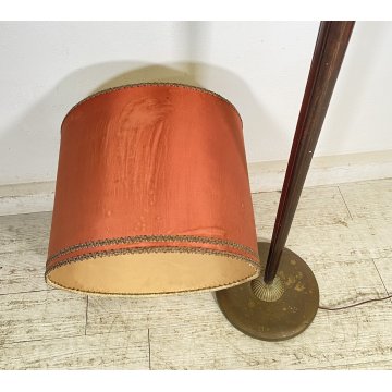 LAMPADA DA TERRA ART DECO ANNI 40 VINTAGE LEGNO OTTONE LUCE FLOOR LAMP PIANTANA