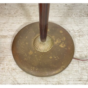 LAMPADA DA TERRA ART DECO ANNI 40 VINTAGE LEGNO OTTONE LUCE FLOOR LAMP PIANTANA