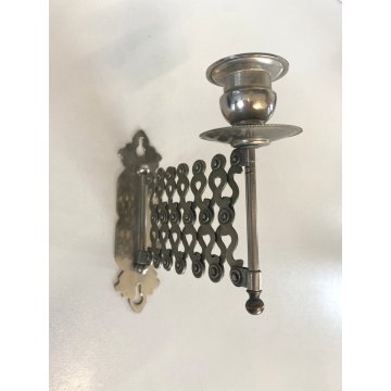 PORTA CANDELE a BRACCIO PER PIANOFORTE PARETE METALLO ESTENSIBILE VINTAGE '50