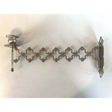 PORTA CANDELE a BRACCIO PER PIANOFORTE PARETE METALLO ESTENSIBILE VINTAGE '50