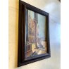 ANTICO QUADRO DIPINTO OLIO VEDUTA Piazza San Marco VENEZIA CORNICE GUILLOCHE