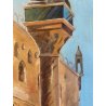 ANTICO QUADRO DIPINTO OLIO VEDUTA Piazza San Marco VENEZIA CORNICE GUILLOCHE