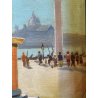 ANTICO QUADRO DIPINTO OLIO VEDUTA Piazza San Marco VENEZIA CORNICE GUILLOCHE