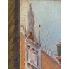 ANTICO QUADRO DIPINTO OLIO VEDUTA Piazza San Marco VENEZIA CORNICE GUILLOCHE