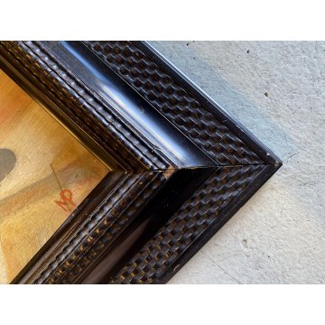 ANTICO QUADRO DIPINTO OLIO VEDUTA Piazza San Marco VENEZIA CORNICE GUILLOCHE
