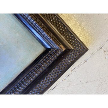 ANTICO QUADRO DIPINTO OLIO VEDUTA PORTO  COLONNE CERVO LUPA CORNICE GUILLOCHE'