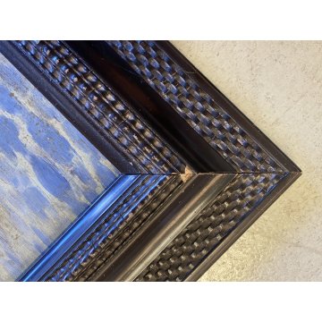 ANTICO QUADRO DIPINTO OLIO VEDUTA PORTO  COLONNE CERVO LUPA CORNICE GUILLOCHE'