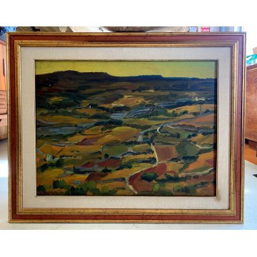 DIPINTO OLIO Carlo Monti VEDUTA PAESAGGIO RURALE COLLINA ARONA LAGO MAGGIORE