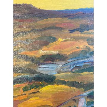 DIPINTO OLIO Carlo Monti VEDUTA PAESAGGIO RURALE COLLINA ARONA LAGO MAGGIORE