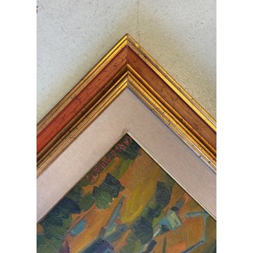 DIPINTO OLIO Carlo Monti VEDUTA PAESAGGIO RURALE COLLINA ARONA LAGO MAGGIORE