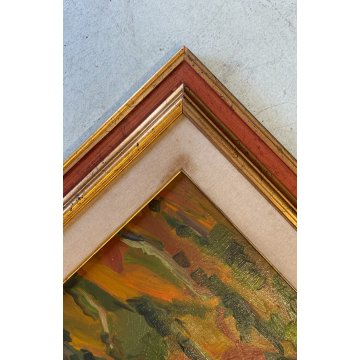 DIPINTO OLIO Carlo Monti VEDUTA PAESAGGIO RURALE COLLINA ARONA LAGO MAGGIORE