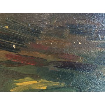 DIPINTO OLIO Carlo Monti VEDUTA PAESAGGIO RURALE COLLINA ARONA LAGO MAGGIORE
