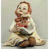 STATUINA FIGURA PORCELLANA CAPODIMONTE Bimba legge Libro CONTADINA epoca VINTAGE