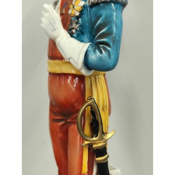 STATUINA FIGURA PORCELLANA CAPODIMONTE Ufficiale Guardia Imperiale SOLDATO epoca
