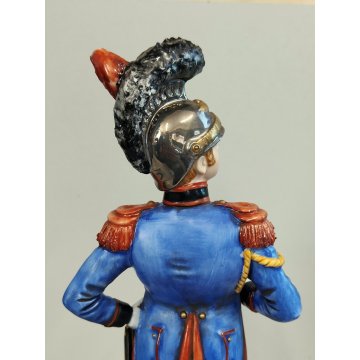 STATUINA FIGURA PORCELLANA CAPODIMONTE Cavalleggero Imperiale SOLDATO Ufficiale