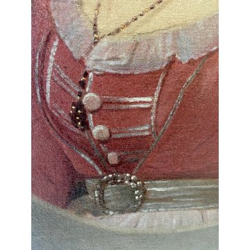 ANTICO DIPINTO OLIO TELA RITRATTO OVALE FANCIULLA ARISTOCRATICA con CILINDRO 800