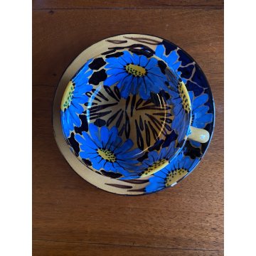 SERVIZIO CAFFE Art Decò 19 PEZZI MAIOLICA SPICA Albisola DECORO FLOREALE BLU '30