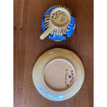 SERVIZIO CAFFE Art Decò 19 PEZZI MAIOLICA SPICA Albisola DECORO FLOREALE BLU '30