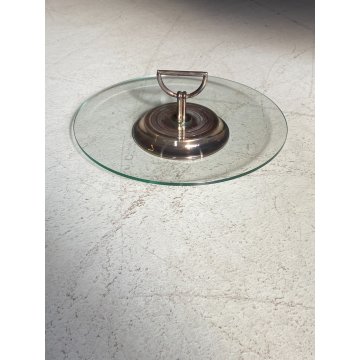 ALZATA Christofle VETRO METALLO SILVERPLATED Plateau à Fromage ø 31x11 cm/h '50s