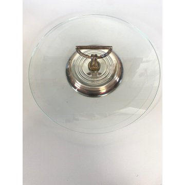 ALZATA Christofle VETRO METALLO SILVERPLATED Plateau à Fromage ø 31x11 cm/h '50s