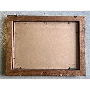 ANTICO DIPINTO OLIO G. Ricci VEDUTA MARINA PAESAGGIO COSTIERO CORNICE GUILLOCHE