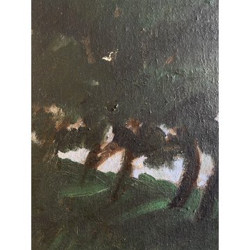 ANTICO DIPINTO OLIO G. Ricci VEDUTA MARINA PAESAGGIO COSTIERO CORNICE GUILLOCHE