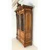 ANTICO ARMADIO LEGNO PIUMA NOCE INTARSIATO VETRI A PIOMBO LIBRERIA EPOCA 1800