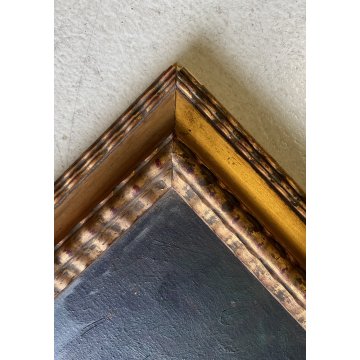 ANTICO DIPINTO OLIO G. Ricci VEDUTA MARINA PAESAGGIO COSTIERO CORNICE GUILLOCHE