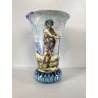 VASO CERAMICA FORMA TROMBA DECORO ISTORIATO RINASCIMENTALE FIGURA MORO TURBANTE