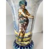 VASO CERAMICA FORMA TROMBA DECORO ISTORIATO RINASCIMENTALE FIGURA MORO TURBANTE
