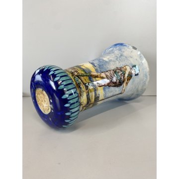 VASO CERAMICA FORMA TROMBA DECORO ISTORIATO RINASCIMENTALE FIGURA MORO TURBANTE