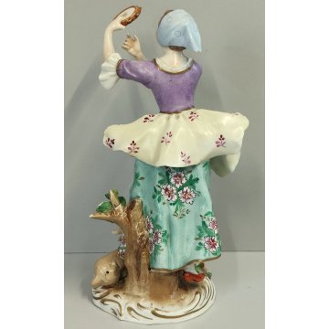 SCULTURA Contadina Pecora STATUINA CERAMICA BIANCA Ginori Capodimonte EPOCA '900