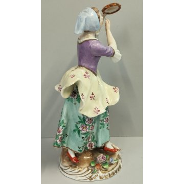 SCULTURA Contadina Pecora STATUINA CERAMICA BIANCA Ginori Capodimonte EPOCA '900