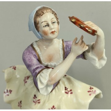 SCULTURA Contadina Pecora STATUINA CERAMICA BIANCA Ginori Capodimonte EPOCA '900