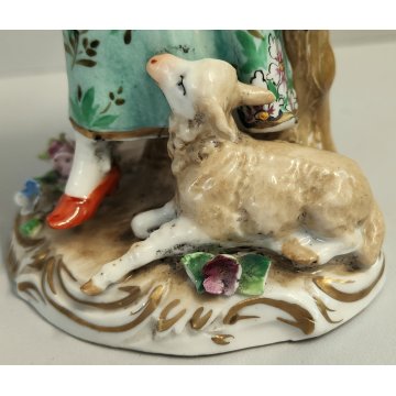 SCULTURA Contadina Pecora STATUINA CERAMICA BIANCA Ginori Capodimonte EPOCA '900