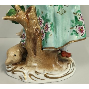 SCULTURA Contadina Pecora STATUINA CERAMICA BIANCA Ginori Capodimonte EPOCA '900