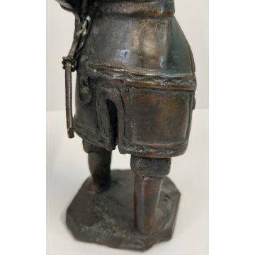ANTICA COPPIA Guerriero Cinese Dinastia Tang SCULTURA BRONZO epoca '900 soldato