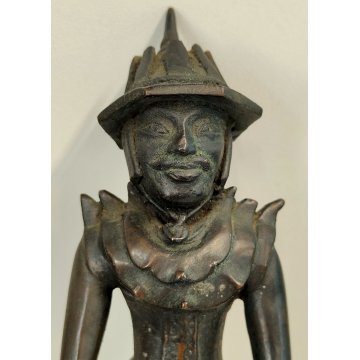ANTICA COPPIA Guerriero Cinese Dinastia Tang SCULTURA BRONZO epoca '900 soldato