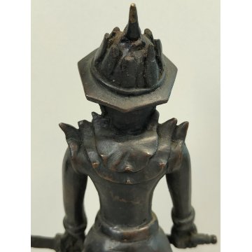 ANTICA COPPIA Guerriero Cinese Dinastia Tang SCULTURA BRONZO epoca '900 soldato