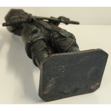 ANTICA COPPIA Guerriero Cinese Dinastia Tang SCULTURA BRONZO epoca '900 soldato